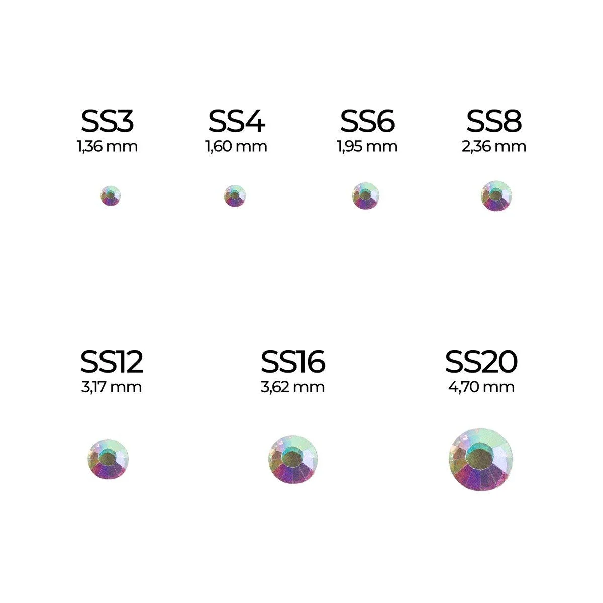 Aurora Borealis Rhinestones SS12 - Rainbow effect rhinestone for nail art - detail 1