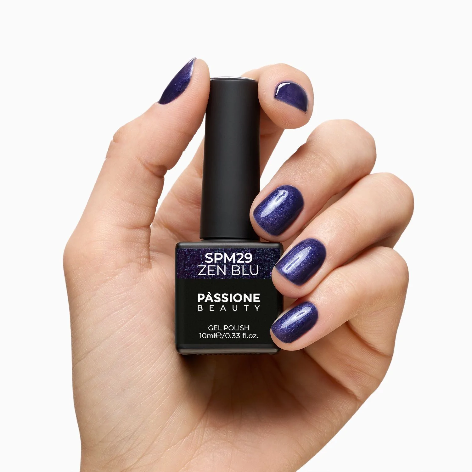 UV Nagellack SNM29 Zen Blu - UV Nagellack in Nachtblau mit Metallic Pearly Effekt - Detail 2