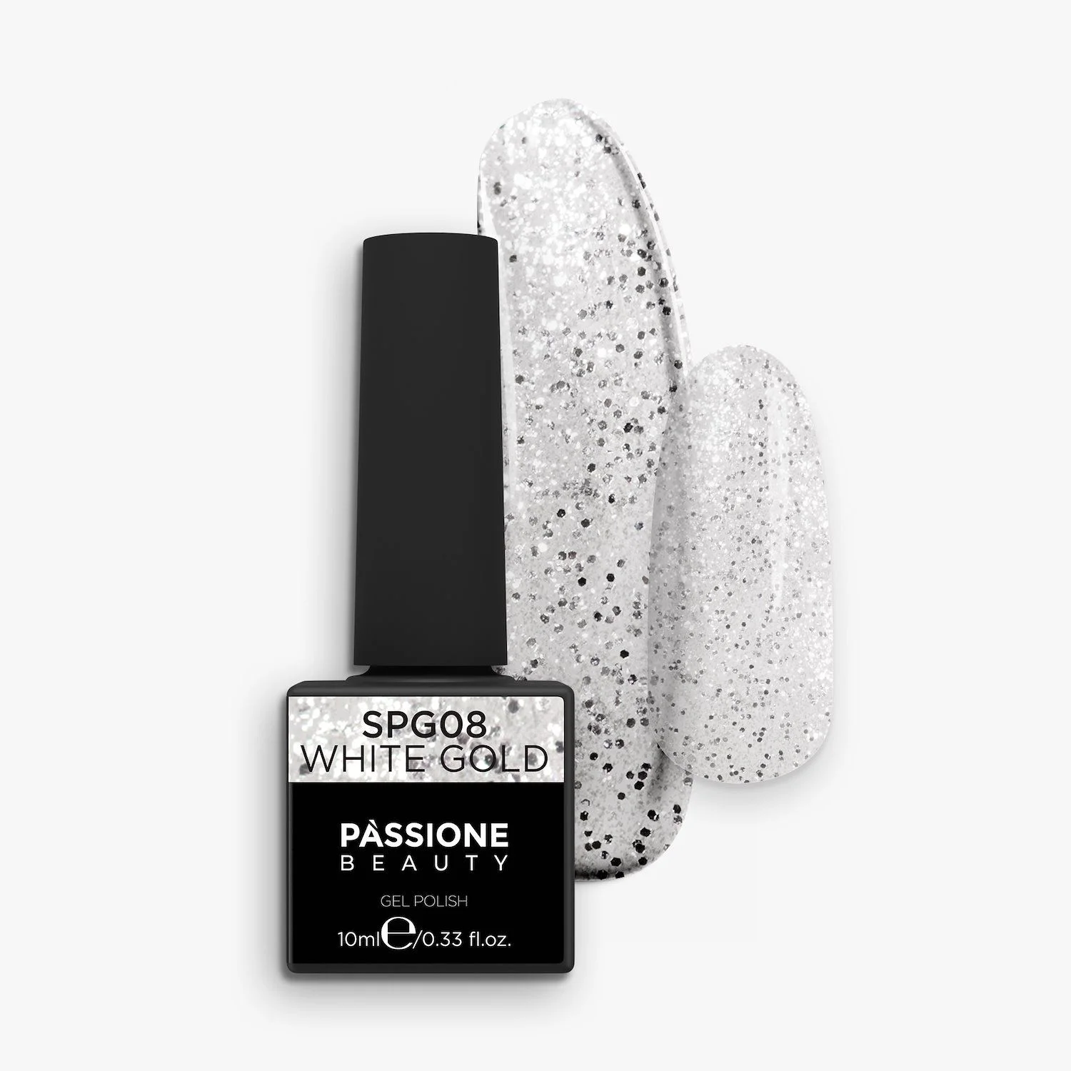 Gel Nail Polish GPG08 White Gold  - GPG81 Fabulous gel polish, transparent with pink and green micro glitter