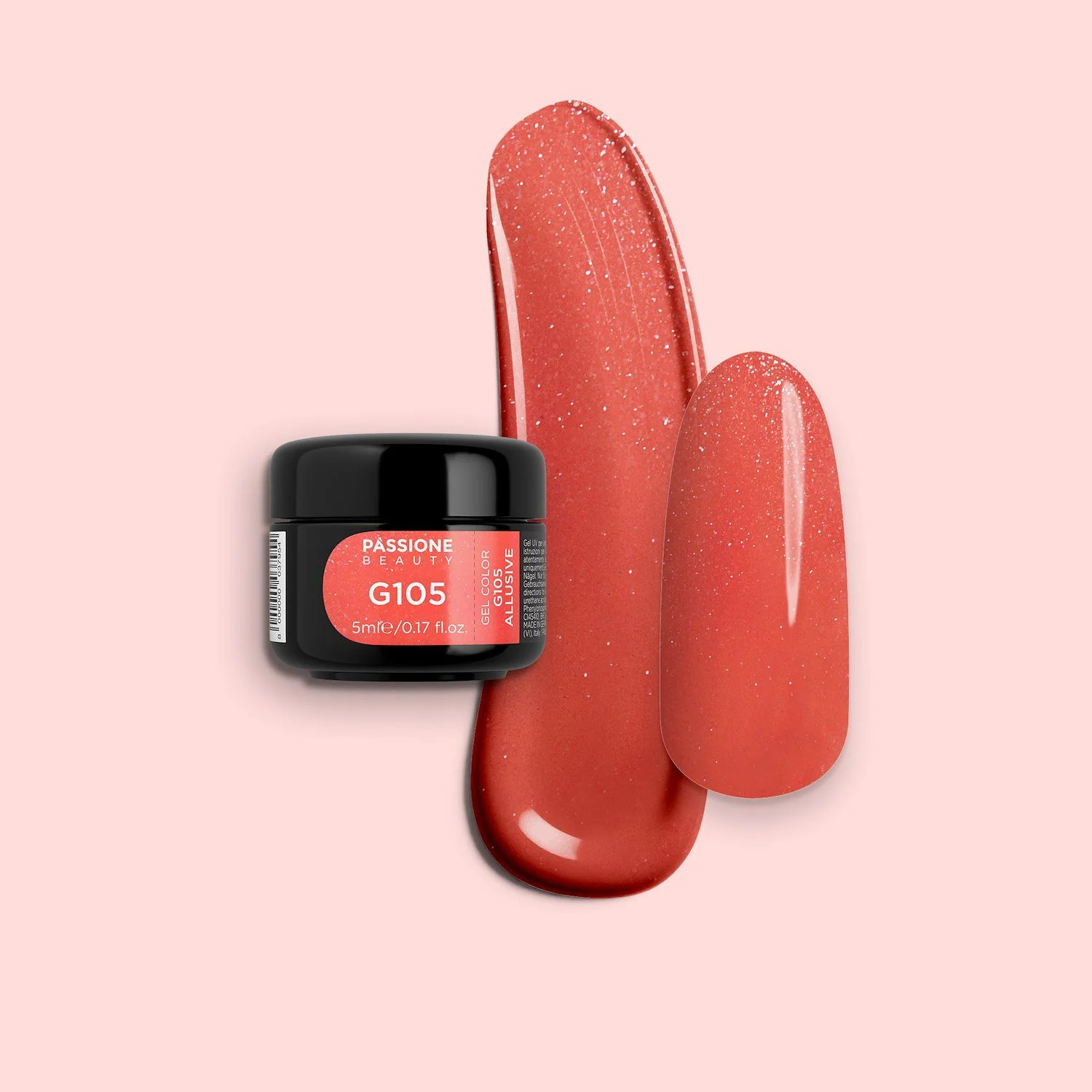 Gel Colour G105 Allusive - Papaya orange gel glitter
