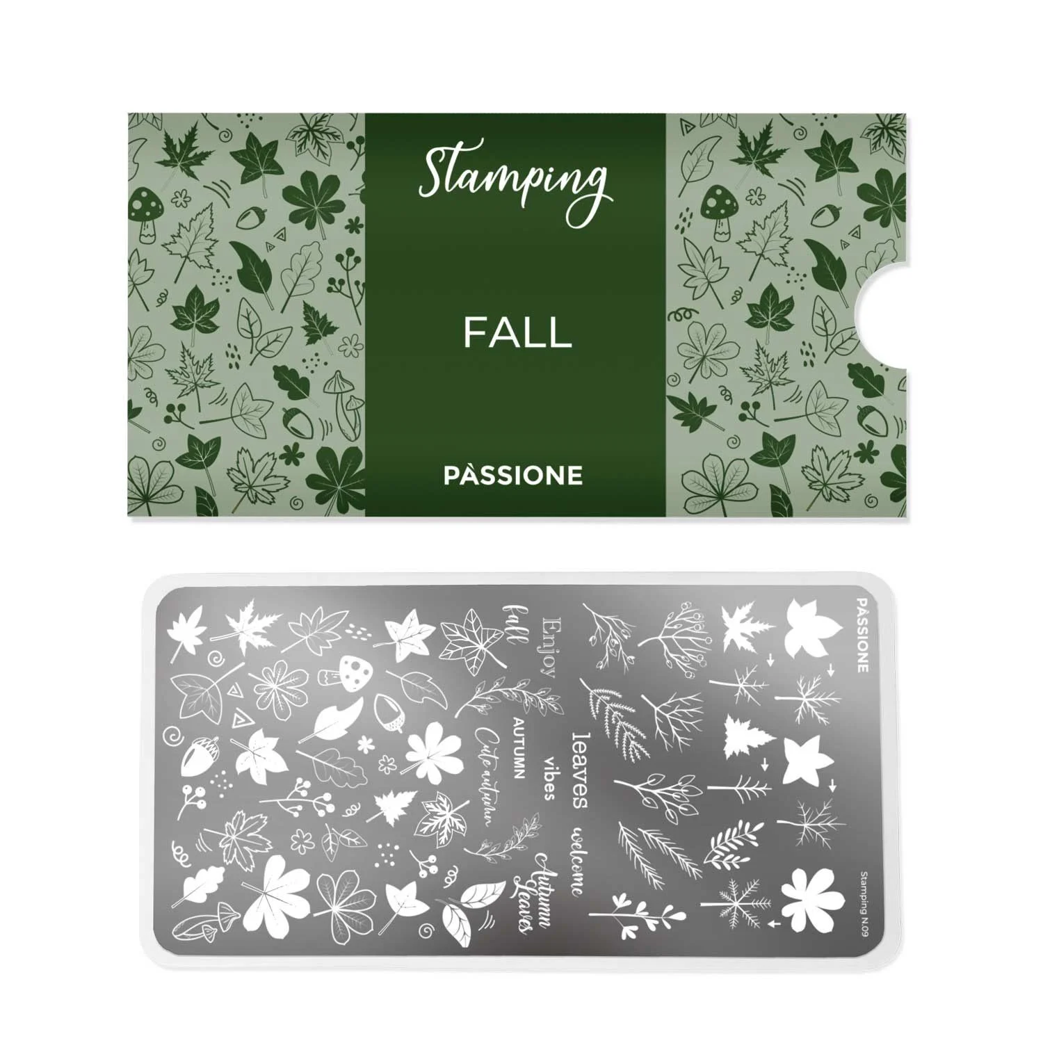 Fall - Stamping Plate - Nail stamping plate for nail art with autumn leaves - detail 1