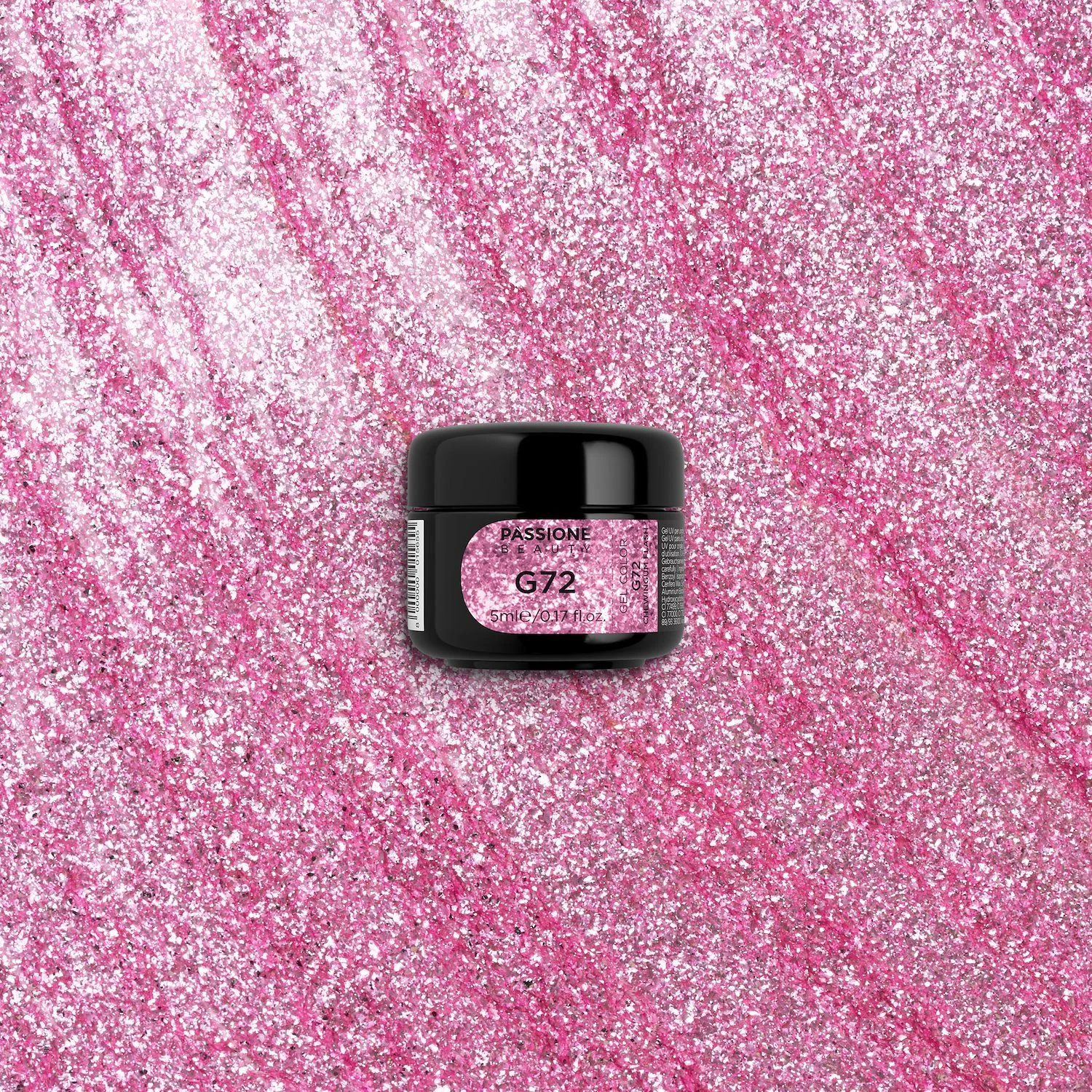 Gel Glitter G72 Chewingum Flash - Gel color fucsia con flakes argento e fucsia - dettaglio 3