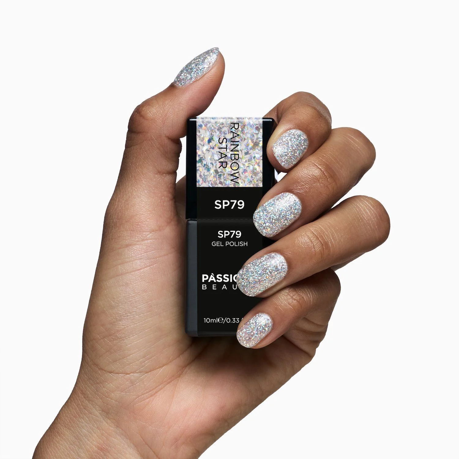 UV-Nagellack SP79 Rainbow Star - UV-Nagellack Transparent mit holografischen Silber-Flakes - Detail 3