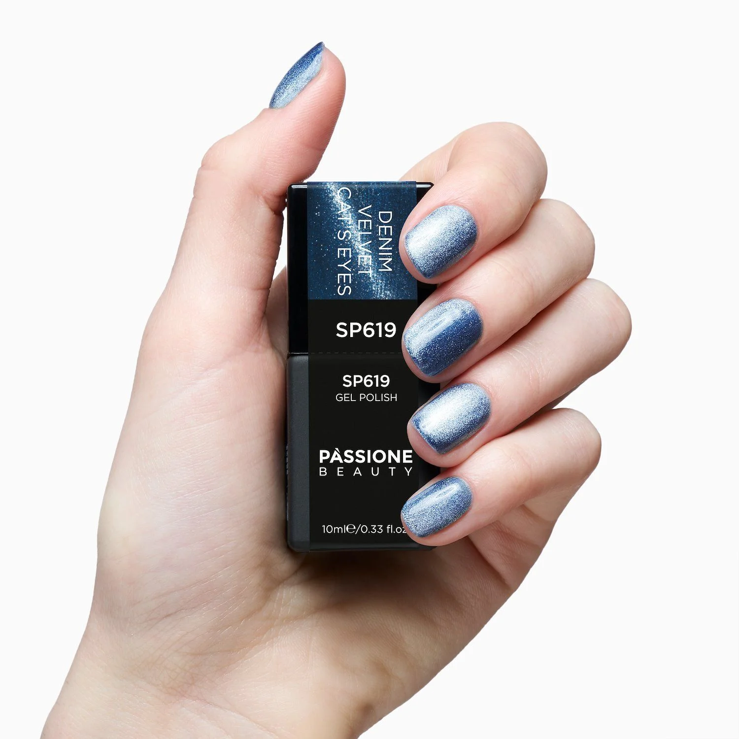 Gel Nail Polish SP619 Denim Velvet Cat Eye - Denim Blue Gel Polish with Cat Eye Effect - detail 3
