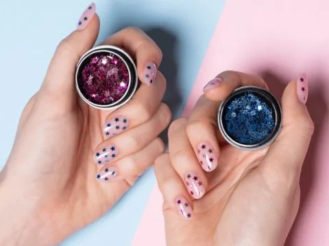 Metallic Stars Nail Art