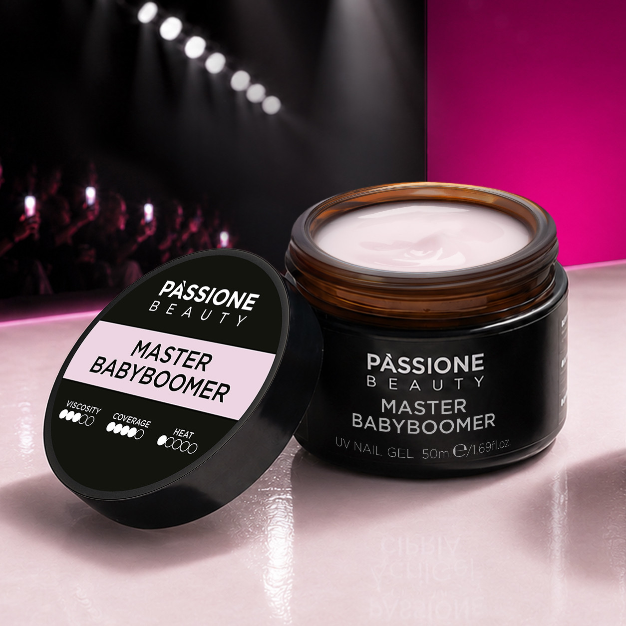 Gel costruttore Master Babyboomer Passione Beauty rosa lattiginoso, ideale per ricostruzione unghie e manicure babyboomer professionale