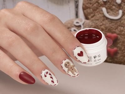 unghie rosse natalizie pan di zenzero